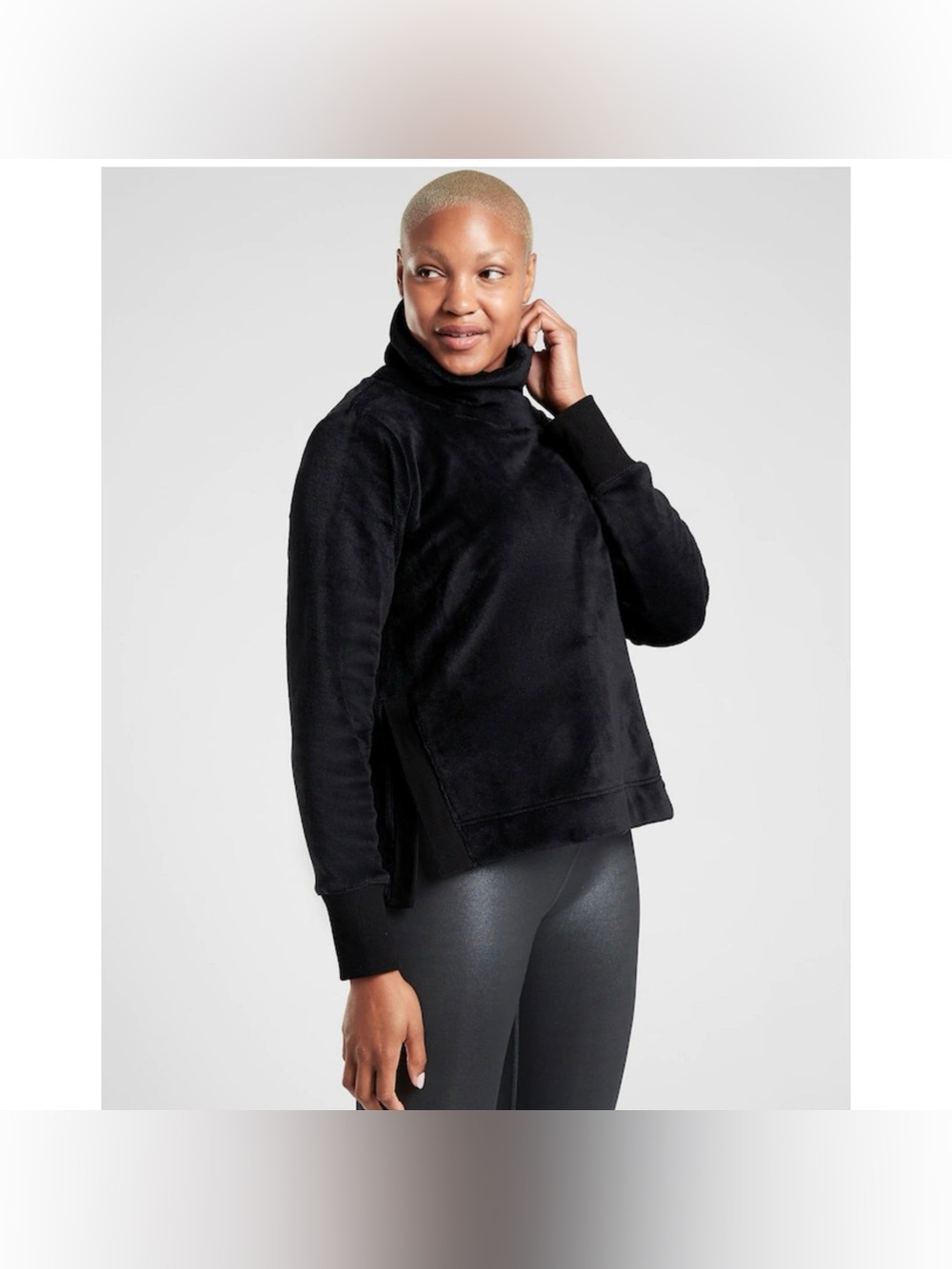 ATHLETA Double Cozy Karma Funnel Neck Black